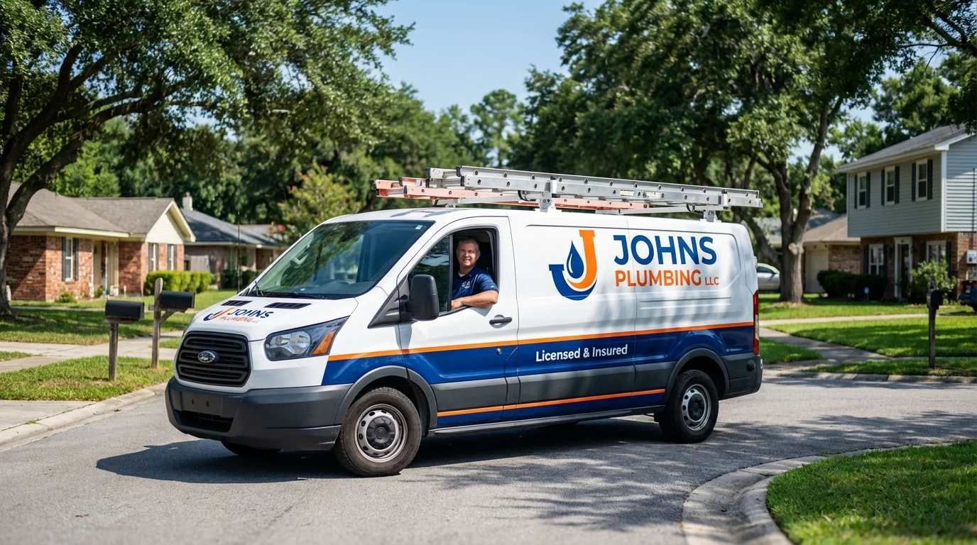 Johns Plumbing LLC service van in Nobleboro, ME