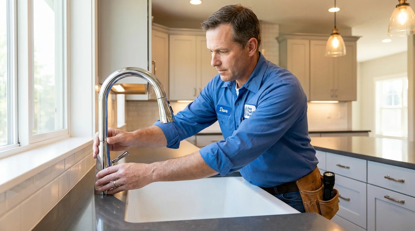 Kitchen faucet installation by Johns Plumbing LLC in Nobleboro