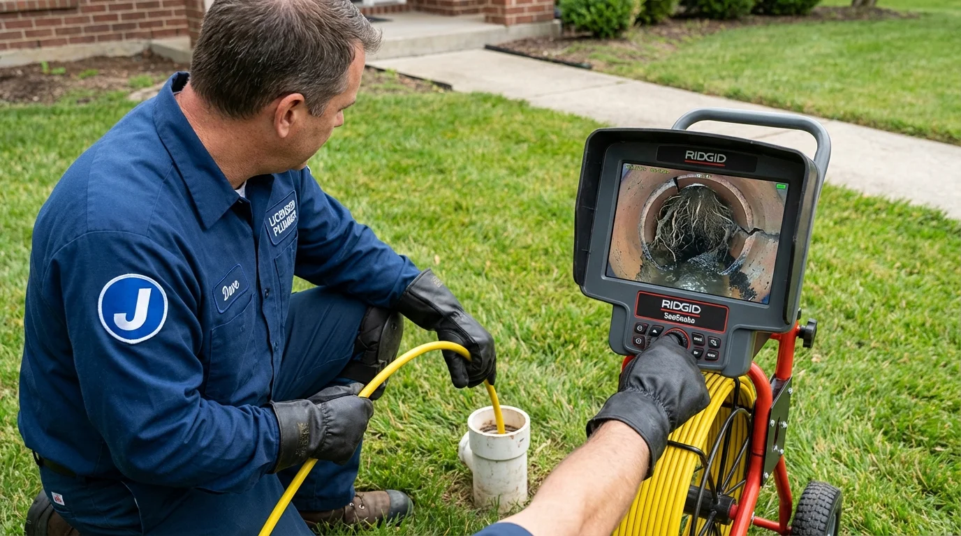 Sewer camera inspection being performed by Johns Plumbing LLC in Nobleboro